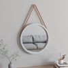 vidaXL Wall Mirror with Strap White &Oslash; 55 cm