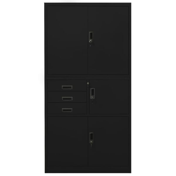 vidaXL Office Cabinet Black 90x40x180 cm Steel