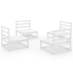vidaXL 4 Piece Garden Lounge Set White Solid Wood Pine