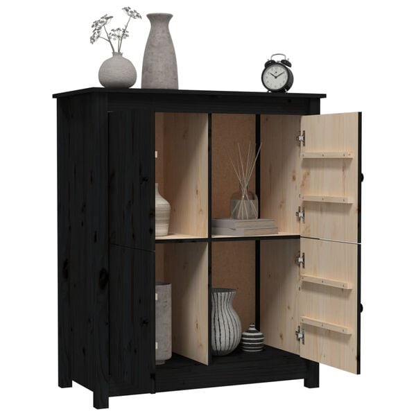 vidaXL Sideboard Black 83x41.5x100 cm Solid Wood Pine