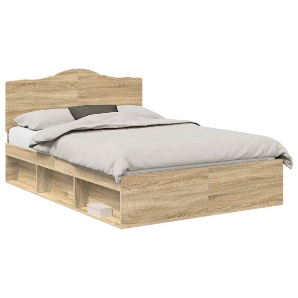 vidaXL Bed Frame Sonoma Oak 150 x 200 cm Solid Pine Wood