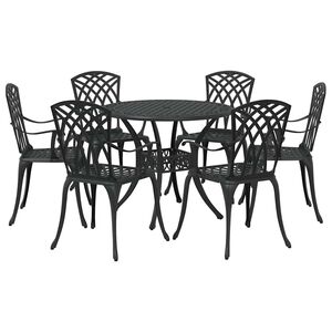 vidaXL Garden Dining Set 7 pcs Black Aluminium