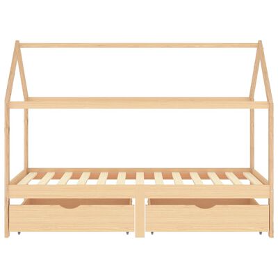 vidaXL Kids Bed Frame with Drawers Solid Pine Wood 90x200 cm