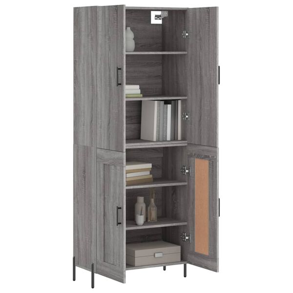 vidaXL Highboard Grey Sonoma 69.5x34x180 cm Engineered Wood