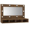 vidaXL Mirror Cabinet with LED Brown Oak 90x31.5x62 cm