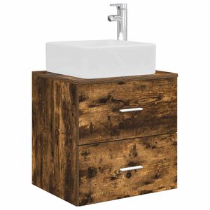 vidaXL Wall-Mounted Sink Vanity Smoked Oak 53 x 34.5 x 63 cm