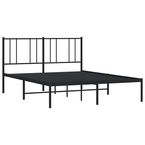 vidaXL Metal Bed Frame without Mattress with Headboard Black 135x190cm