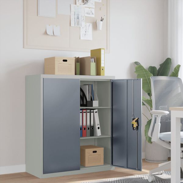 vidaXL File Cabinet Light Grey and Dark Grey 90x40x105 cm Steel