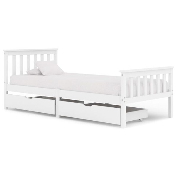 vidaXL Bed Frame without Mattress White Solid Pine Wood 100x200 cm