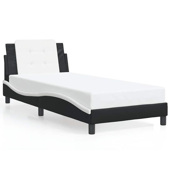 vidaXL Bed Frame without Mattress "Zadar" Black and White 100x200 cm Faux Leather