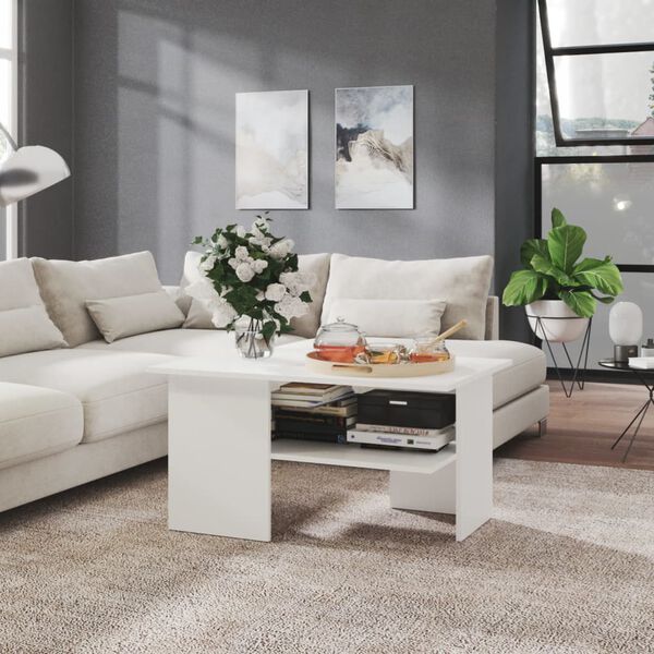 vidaXL Coffee Table White 90x60x46.5 cm Engineered Wood