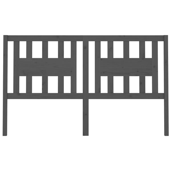 vidaXL Headboard Grey 141x4x100 cm Solid Wood Pine