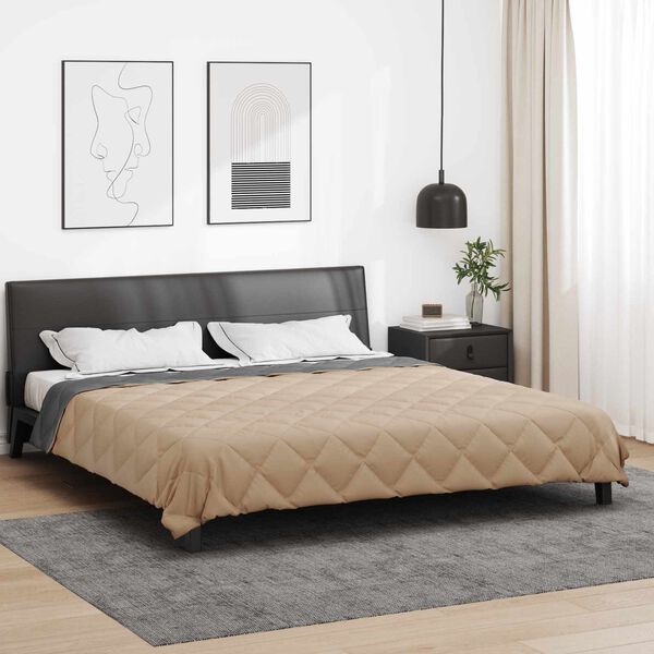 vidaXL Full Year Duvet Anthracite and Taupe 200 x 200 cm Microfiber