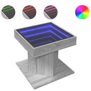 vidaXL Coffee Table with LED Grey Sonoma 50x50x45 cm Engineered Wood