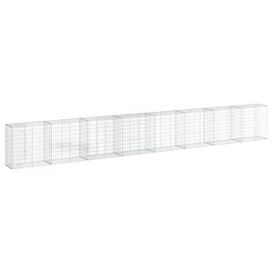 vidaXL Gabion Basket with Cover 800x50x100 cm Galvanised Iron