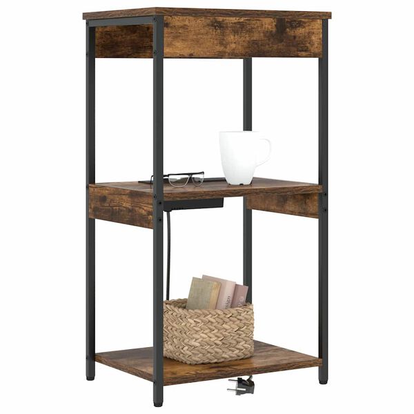 vidaXL Bedside Cabinet Smoked Oak 41 x 31 x 76 cm Engineered Wood