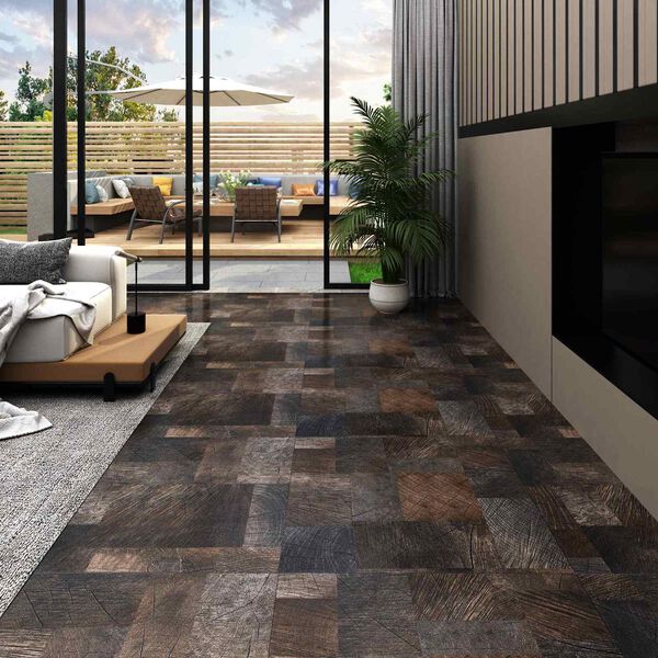 vidaXL Flooring Planks 55 pcs Brown 5.11 m&sup2; PVC