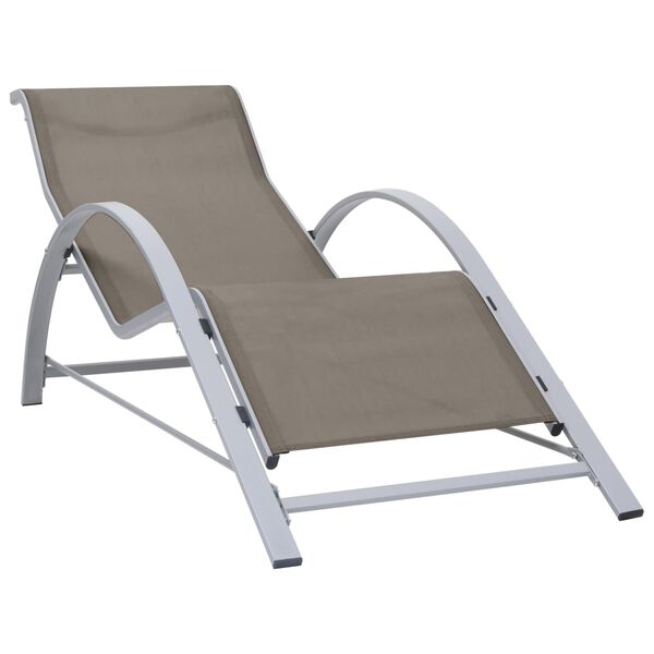 vidaXL Sun Loungers 2 pcs with Table Aluminium Taupe