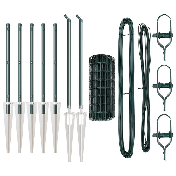 vidaXL Fence with Post Green 0.8 x 10 m Steel and PVC