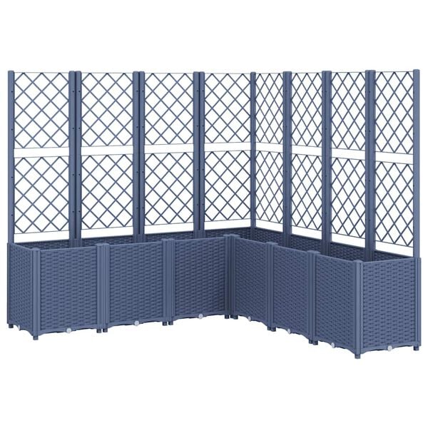 vidaXL Garden Planter with Trellis Blue Grey 160x160x140 cm PP
