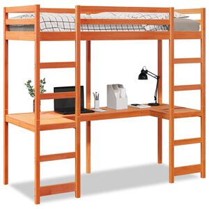 vidaXL Loft Bed Frame without Mattress Wax Brown 80x200 cm Solid Wood Pine