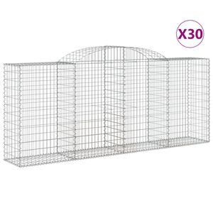 vidaXL Arched Gabion Baskets 30 pcs 300x50x120/140 cm Galvanised Iron