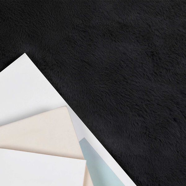 vidaXL Faux Rabbit Fur Rug Olite Black 120 x 120 cm Polyester