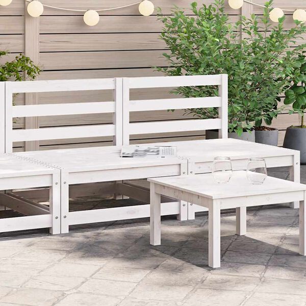 vidaXL Garden Middle Sofas 2 pcs White Solid Wood Pine