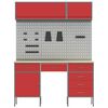 vidaXL Work Cabinet with Drawer with Lock 8 pcs Red 150 x 55 x 200 cm