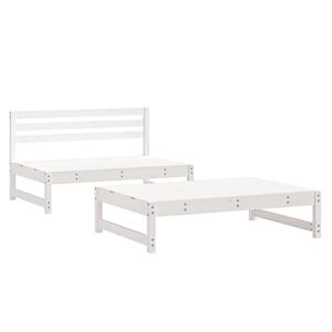 vidaXL 2 Piece Garden Lounge Set White Solid Wood Pine