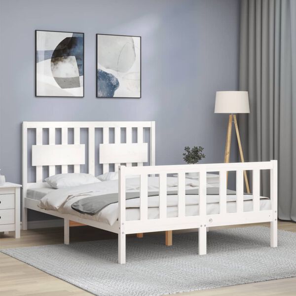 vidaXL Bed Frame without Mattress White 140x200 cm Solid Wood Pine