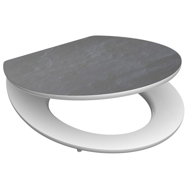 SCH&Uuml;TTE High Gloss Toilet Seat with Soft-Close BLACK STONE MDF