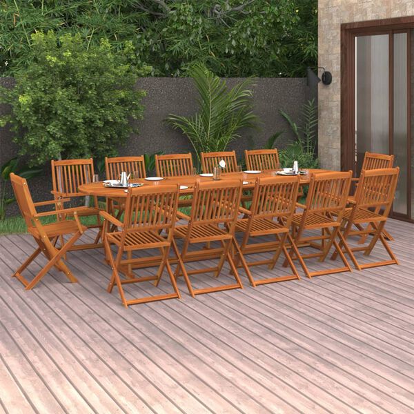 vidaXL 13 Piece Garden Dining Set 280x90x75 cm Solid Wood Acacia