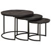 vidaXL Nesting Coffee Tables 3 pcs Black Solid Mango Wood and Steel