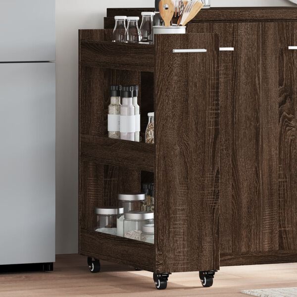 vidaXL Cabinet with Wheels Brown Oak 60x22x79 cm Engineered Wood