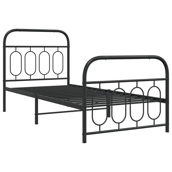 vidaXL Metal Bed Frame without Mattress with Footboard Black 80x200cm
