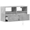 vidaXL TV Wall Cabinet with LED Lights Concrete Grey 80x31x45 cm