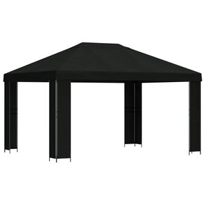 vidaXL Gazebo 4 x 3 m Black Polyester and Steel 190 gsm