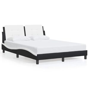 vidaXL Bed Frame without Mattress "Zadar" Black and White 140x200 cm Faux Leather