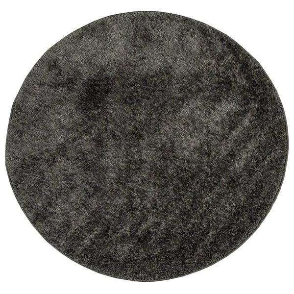 vidaXL Rug ISTAN High Pile Shiny Look Anthracite Ø 80 cm