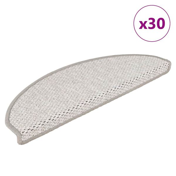 vidaXL Stair Mats Self-adhesive Sisal-Look 30 pcs 65x21x4 cm Platina