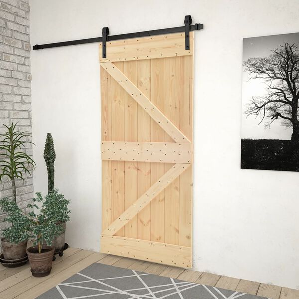 vidaXL Sliding Door with Hardware Set 80x210 cm Solid Pine Wood