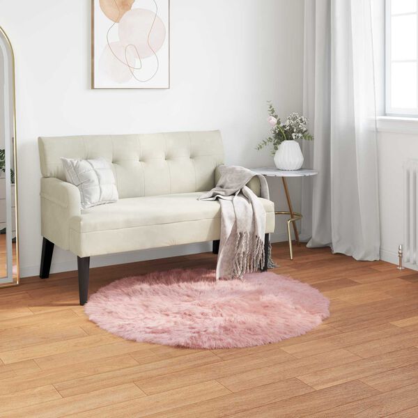 vidaXL Faux Sheepskin Rug Tafalla Pink &Oslash; 120 cm Polyester