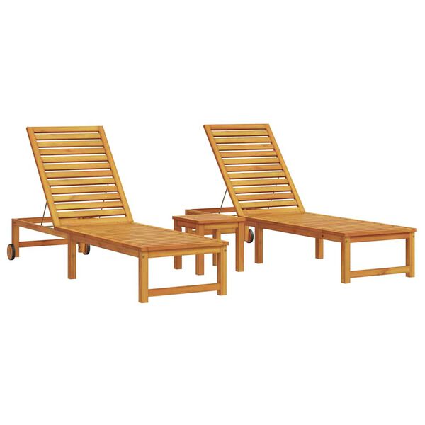 vidaXL Sun Lounger 3 pcs Brown 35 x 35 x 34cm Solid Acacia wood