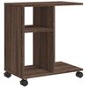 vidaXL Side Table with Wheels Brown Oak 50x30x55 cm Engineered Wood