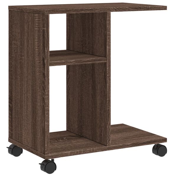 vidaXL Side Table with Wheels Brown Oak 50x30x55 cm Engineered Wood