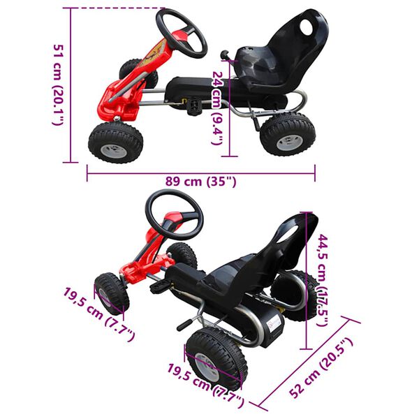 vidaXL Pedal Go Kart Red