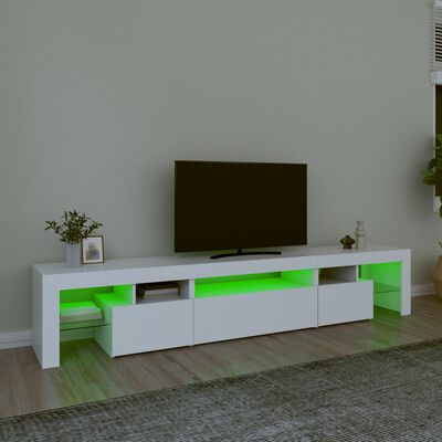 vidaXL TV Cabinet with LED Lights White 215x36.5x40 cm