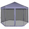 vidaXL Hexagonal Pop-Up Marquee with 6 Sidewalls Dark Blue 3.6x3.1 m