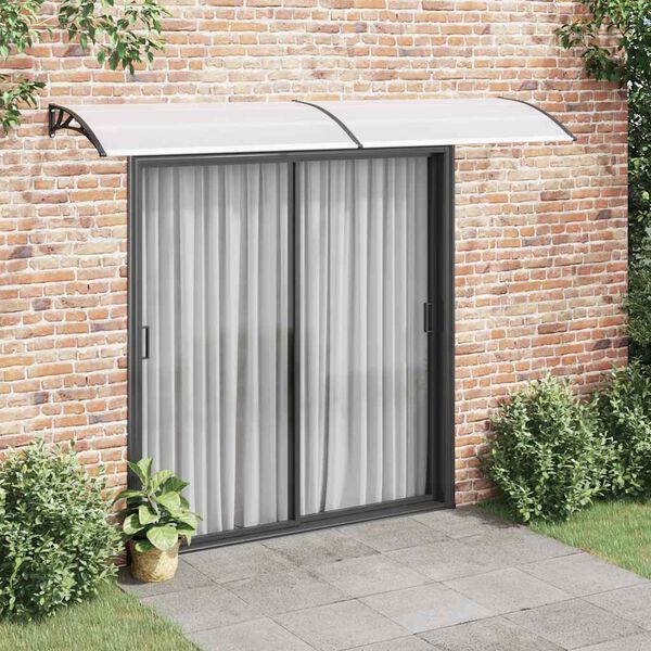 vidaXL Door Canopy Black and Transparent 300x75 cm PC